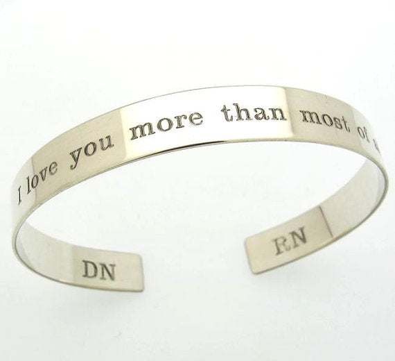 Name Bracelet - Sterling Silver Cuff Bracelet for Men Personalized Cuff Inside and Outside