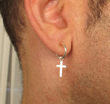 Black Cross Drop Earrings - Antique look dangle earrings for men