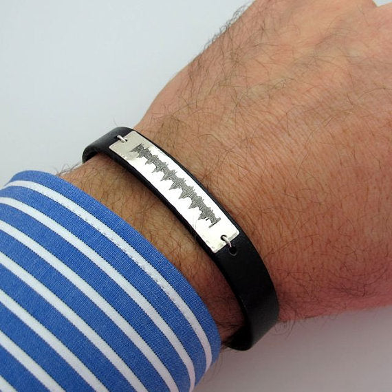 Leather engraved deals bracelet for him