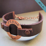 Personalized Cuff Bracelet - Mens Custom Leather Wrist Band